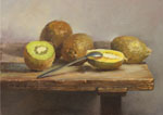黃金奇異果_賴英澤 繪 Golden Kiwi Fruit oil painting painted by Lai Ying-Tse